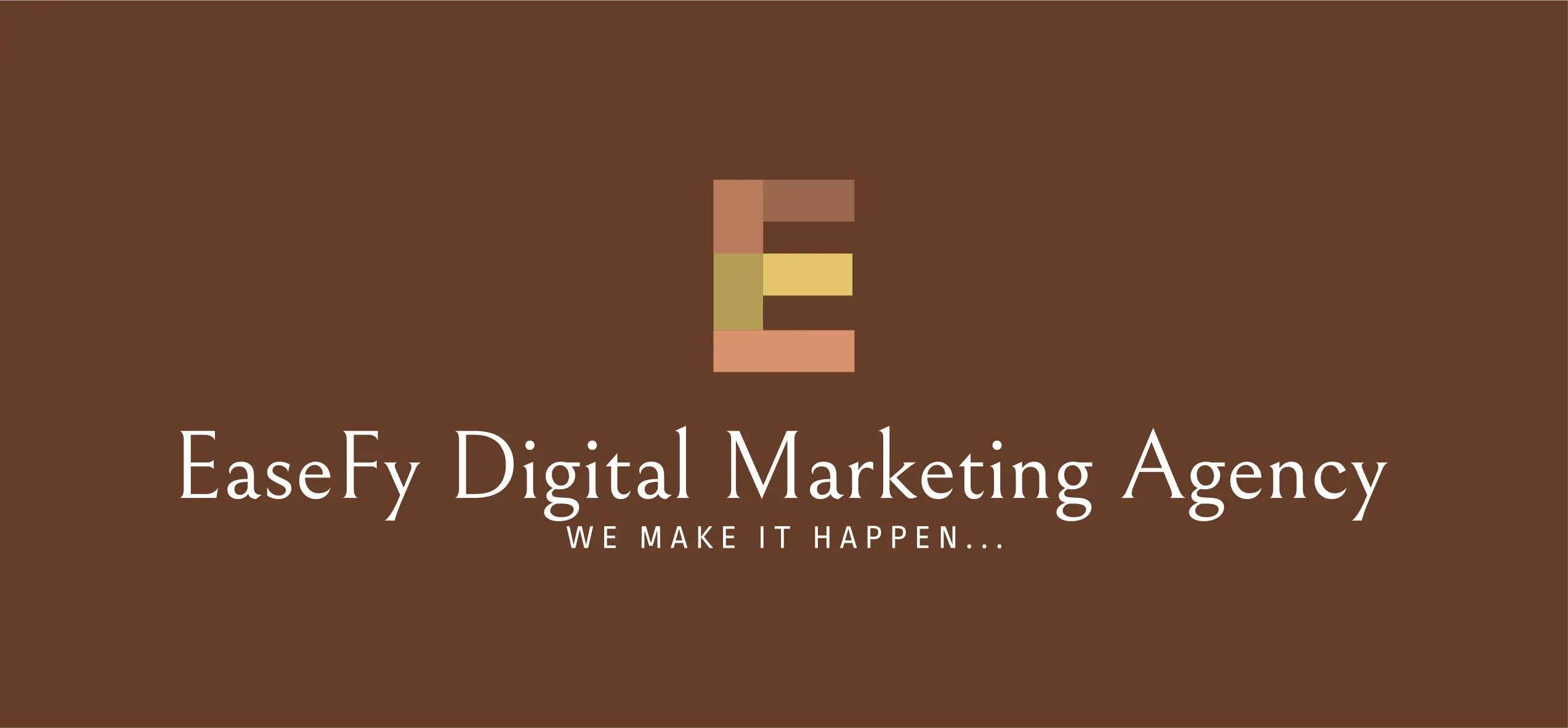 EaseFy Digital Marketing Agency logo with gold E icon and brand name on a brown gradient background for SEO services web