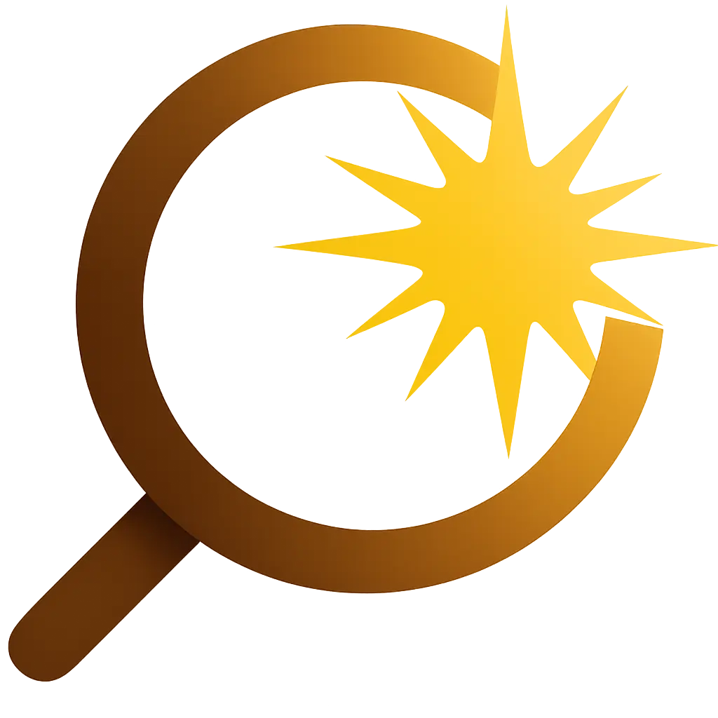 EaseFy Search logo featuring a gold magnifying glass and starburst icon on a brown gradient background for AI search SEO